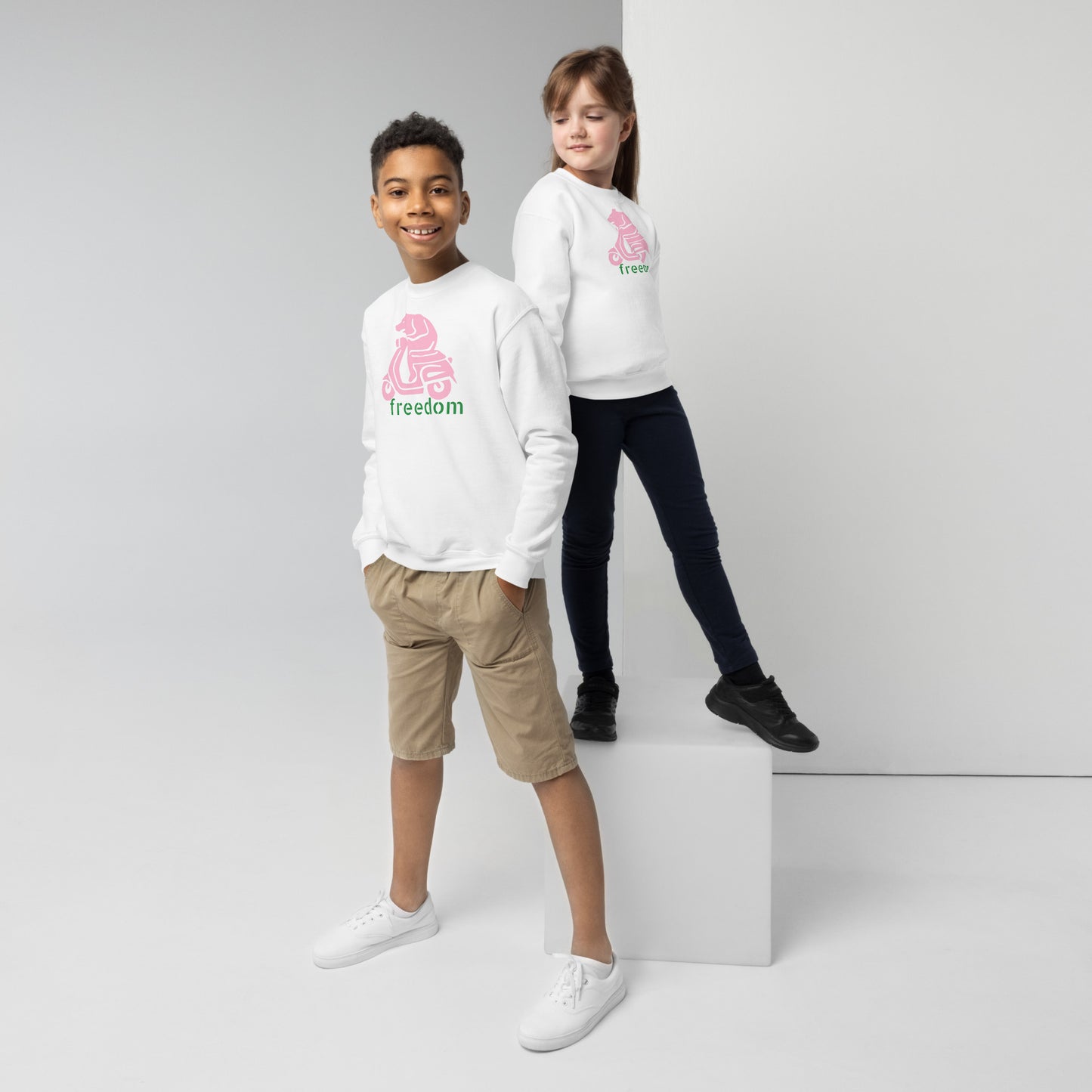 Freedom Bear Youth Crewneck Sweatshirt