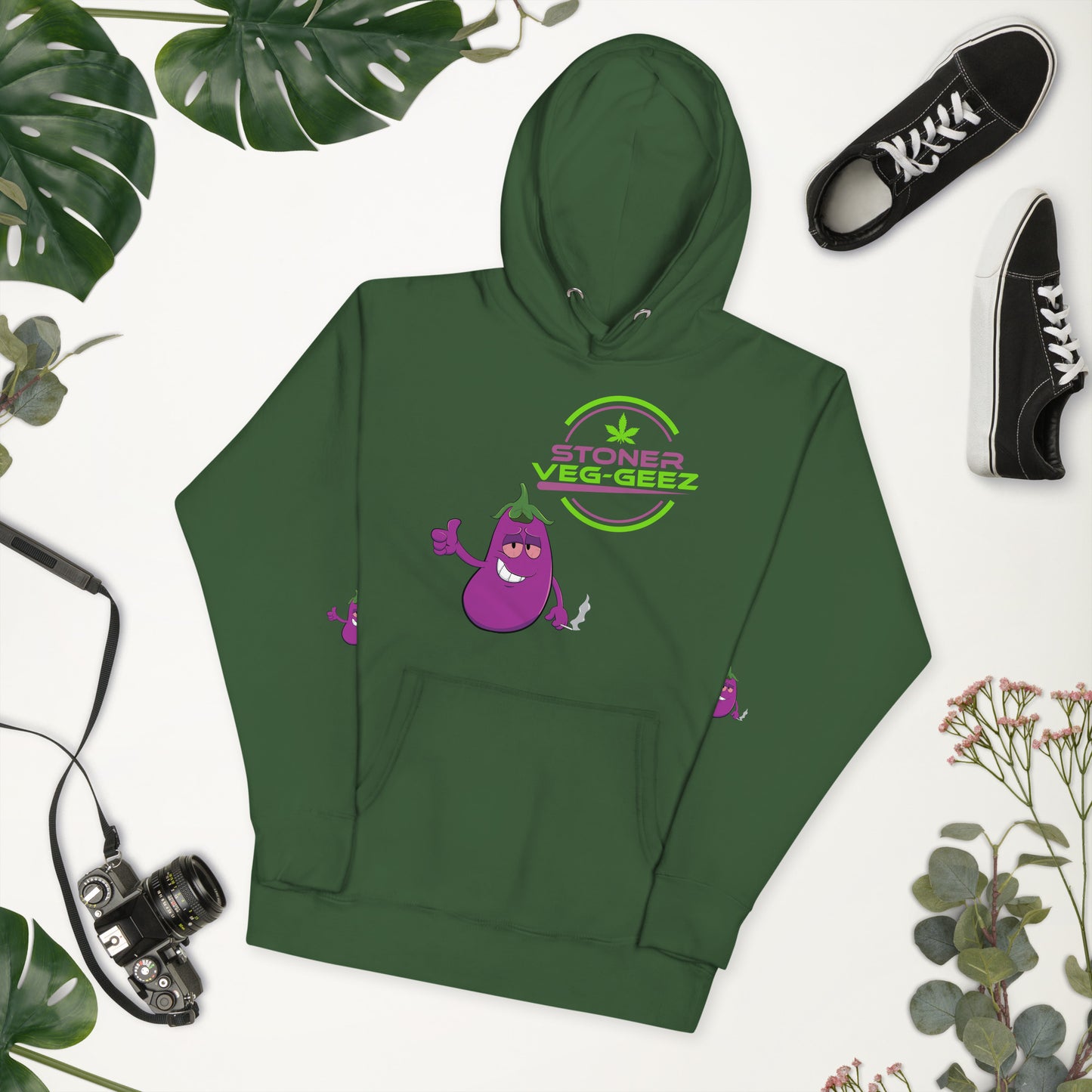 Stoner Veg-geez Eggplant Hoodie