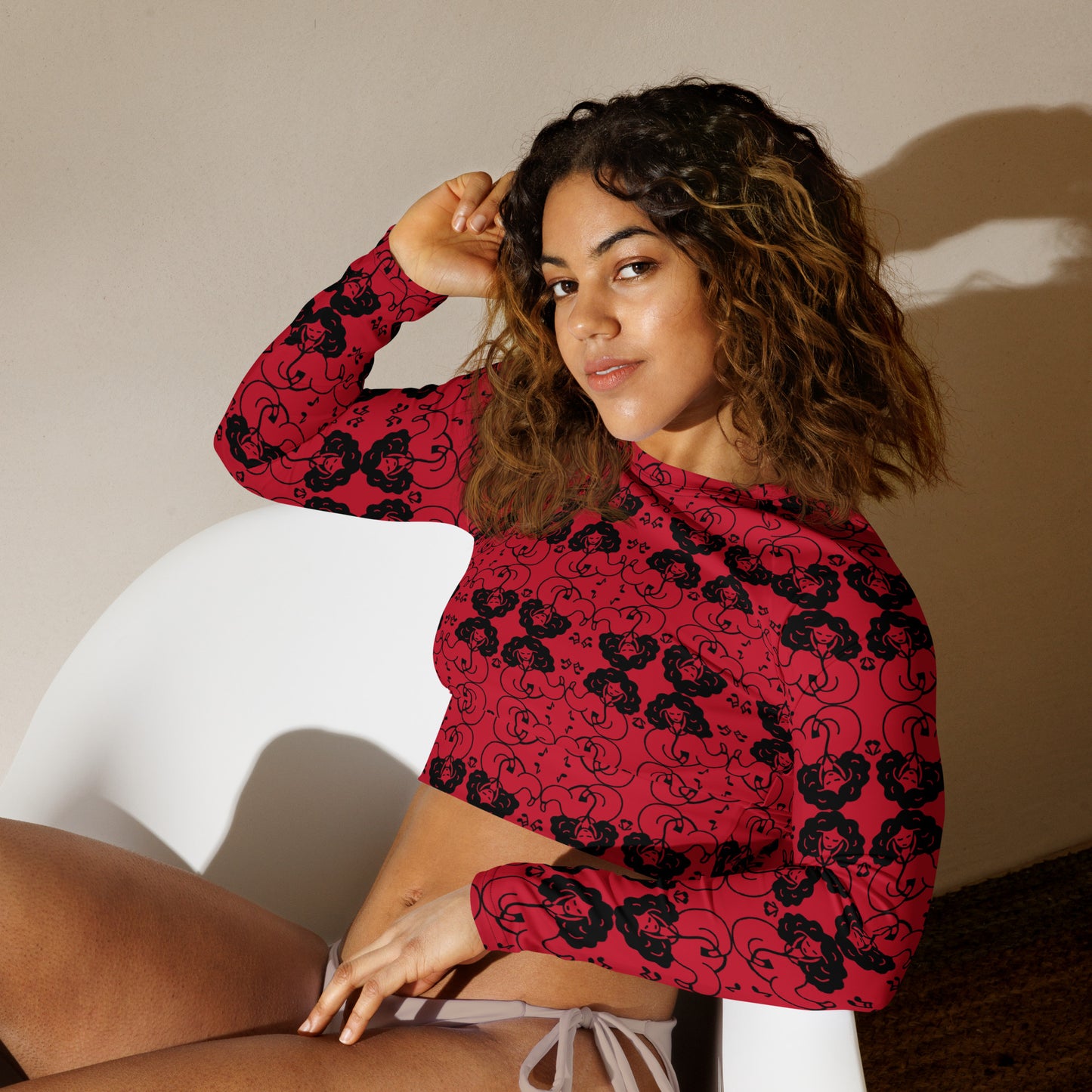 Music Vibes Recycled long-sleeve crop top