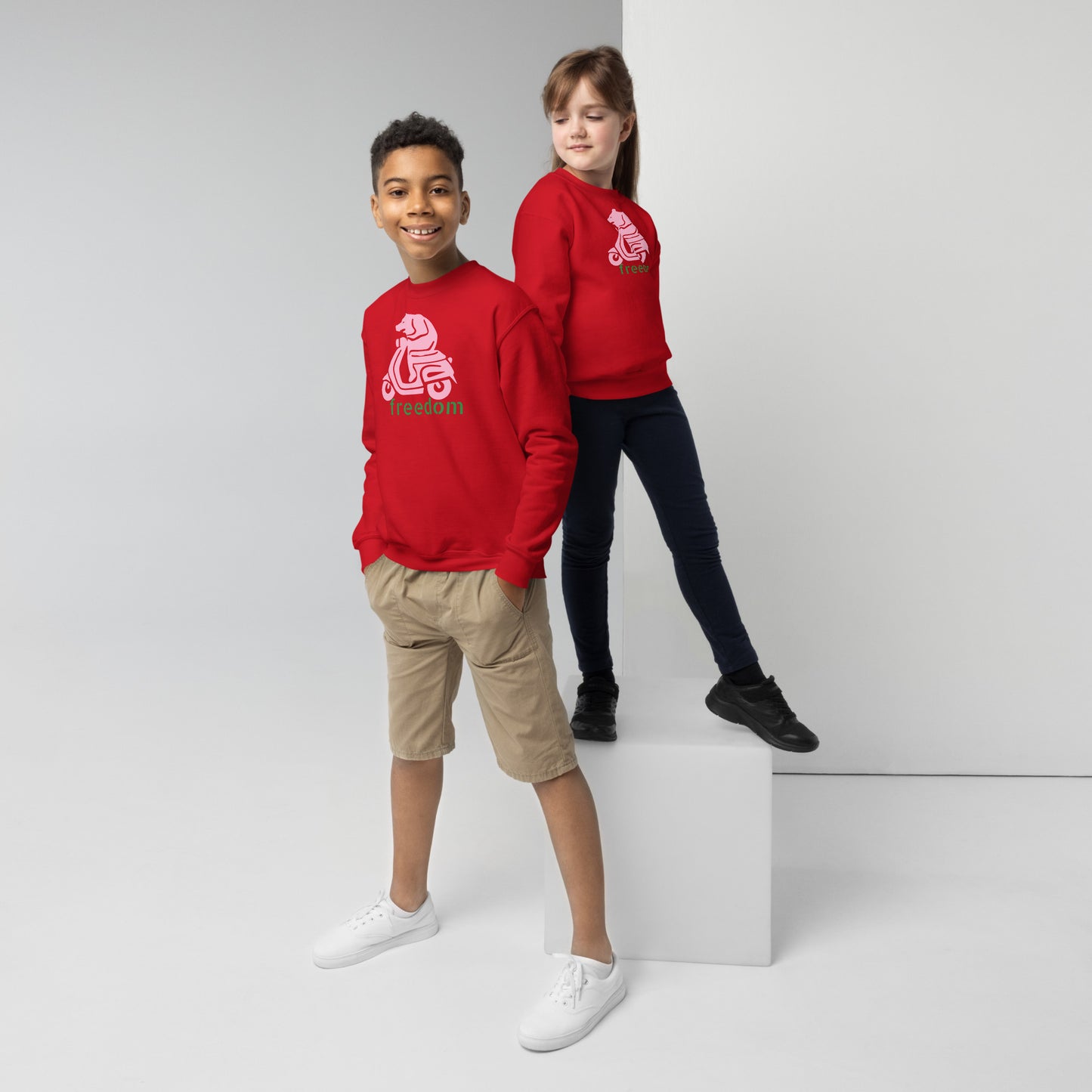 Freedom Bear Youth Crewneck Sweatshirt