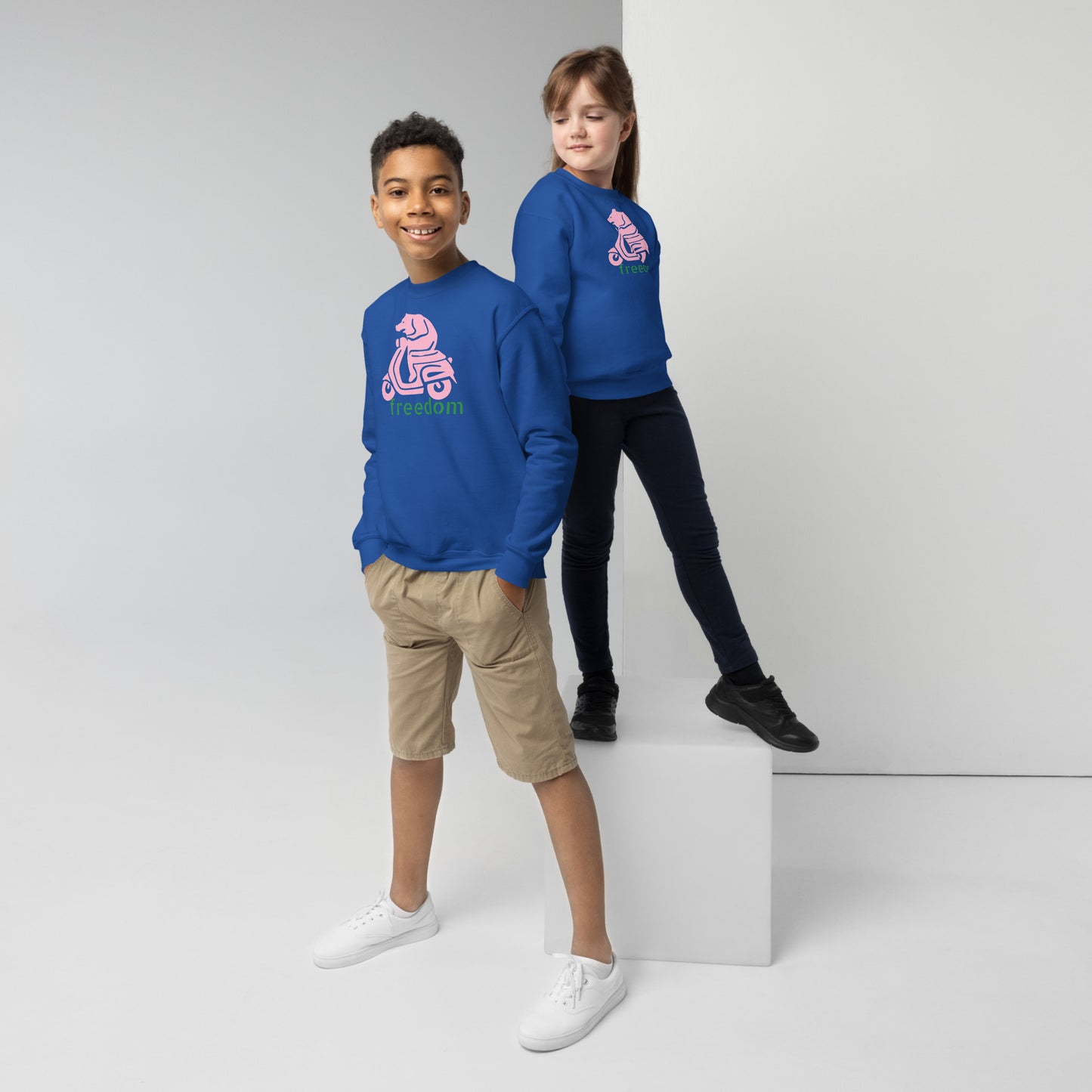 Freedom Bear Youth Crewneck Sweatshirt