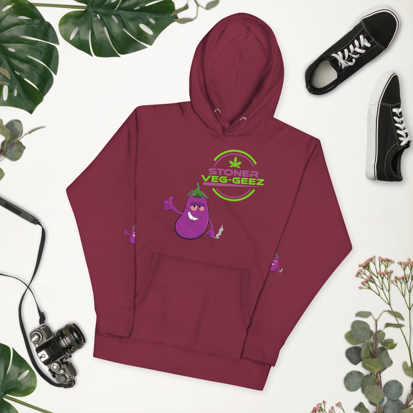 Stoner Veg-geez Eggplant Hoodie