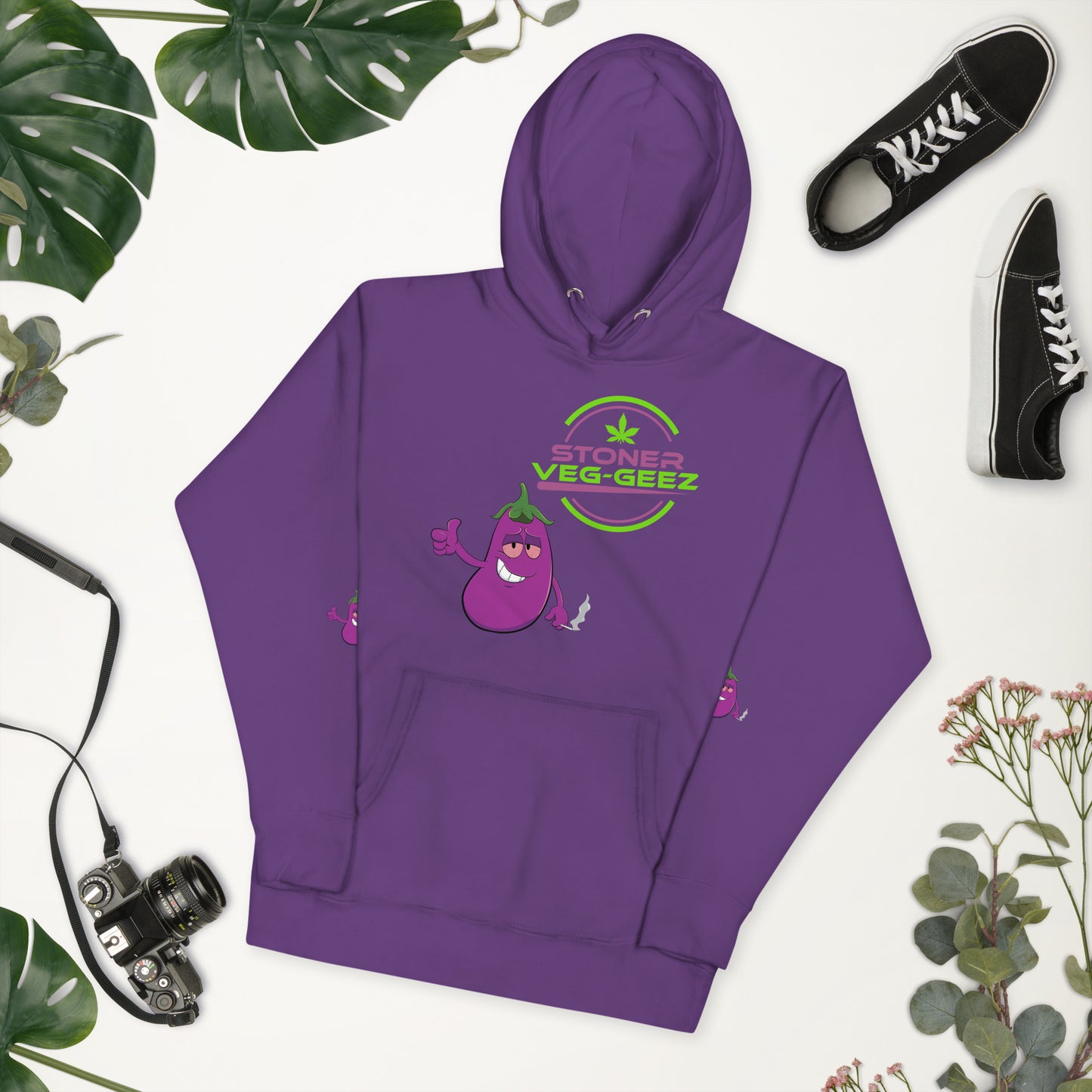 Stoner Veg-geez Eggplant Hoodie